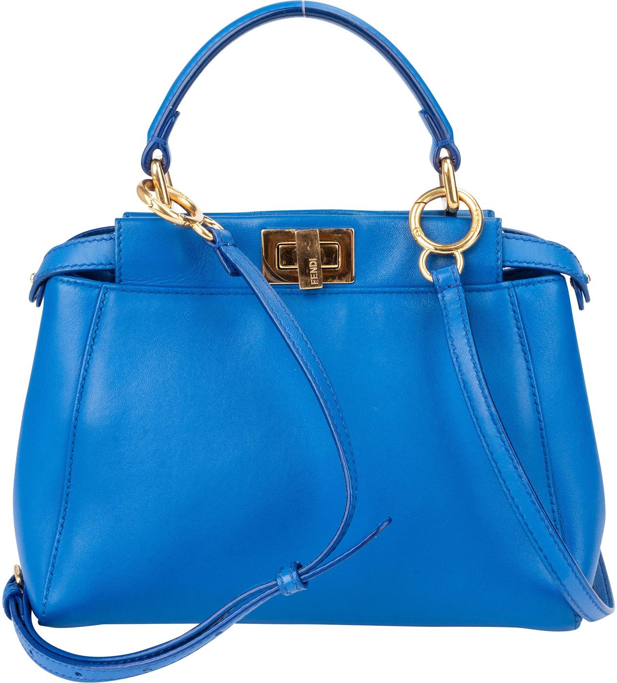 Fendi Blue Leather Peekaboo Handbag