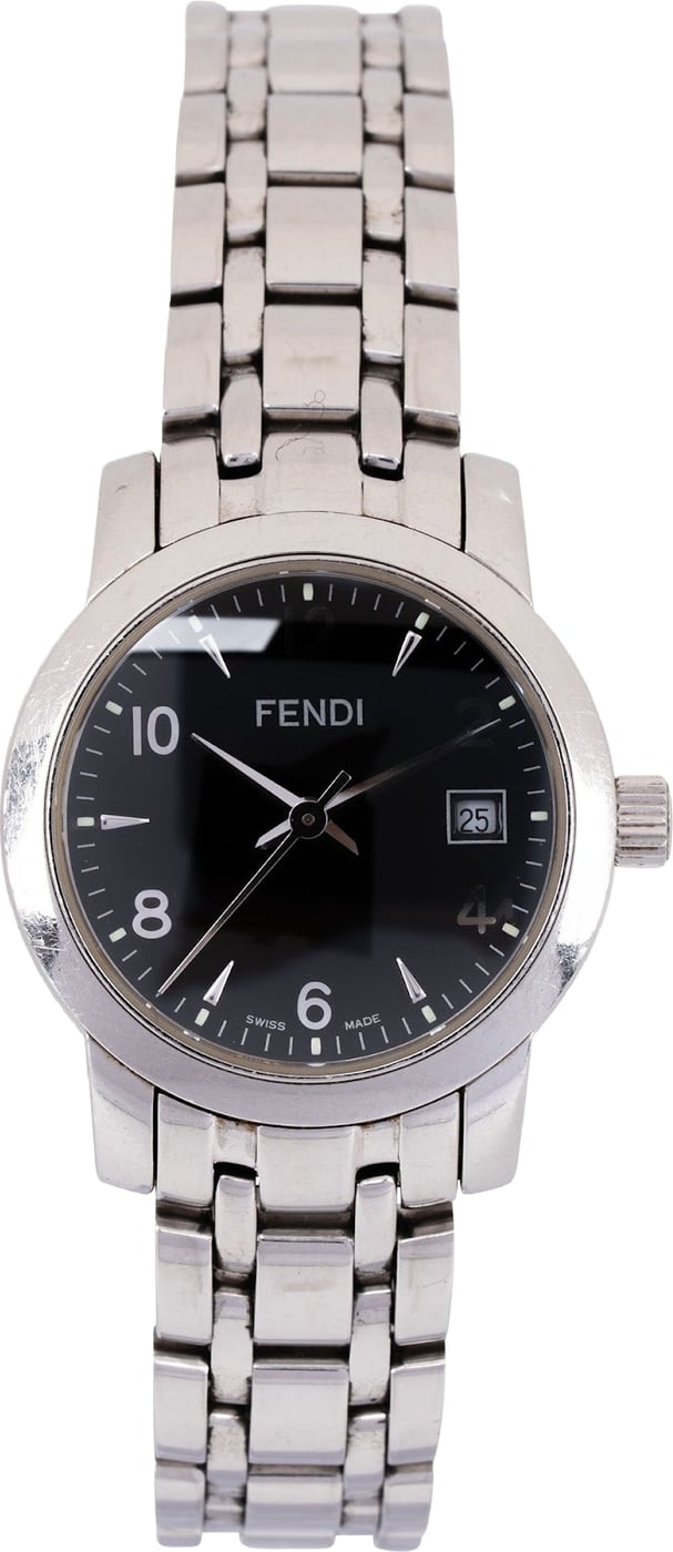 Fendi Silver Tone Orologi Faceted Crystal Watch