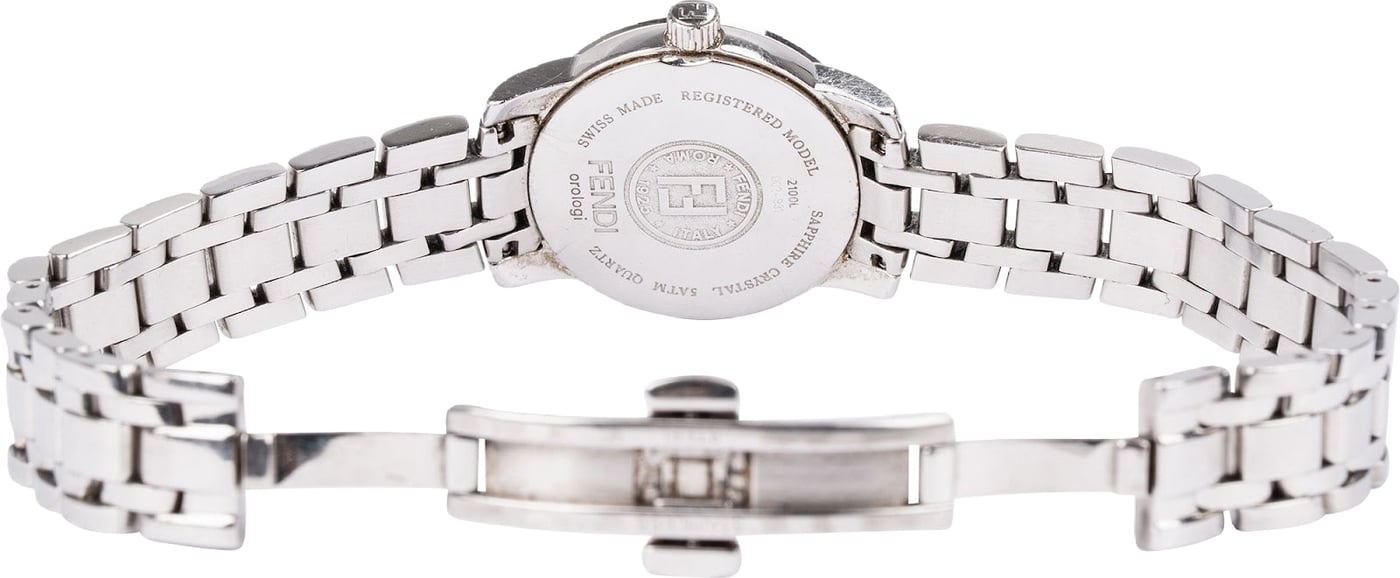 Fendi Silver Tone Orologi Faceted Crystal Watch