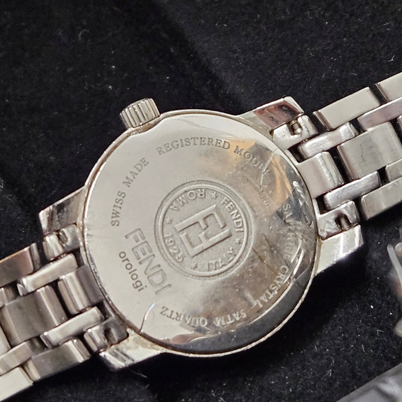 Fendi Silver Tone Orologi Faceted Crystal Watch