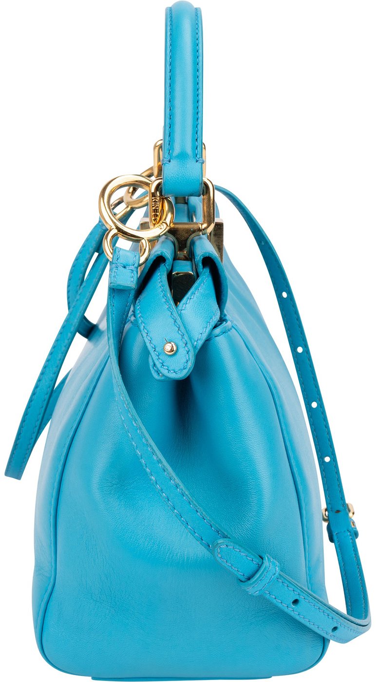 Fendi Blue Leather Peekaboo Handbag