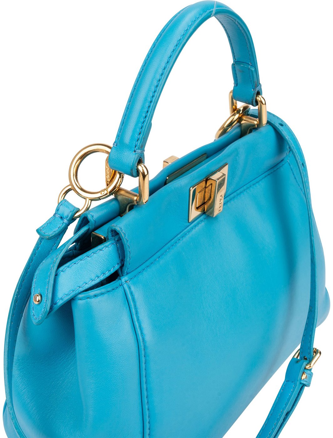 Fendi Blue Leather Peekaboo Handbag