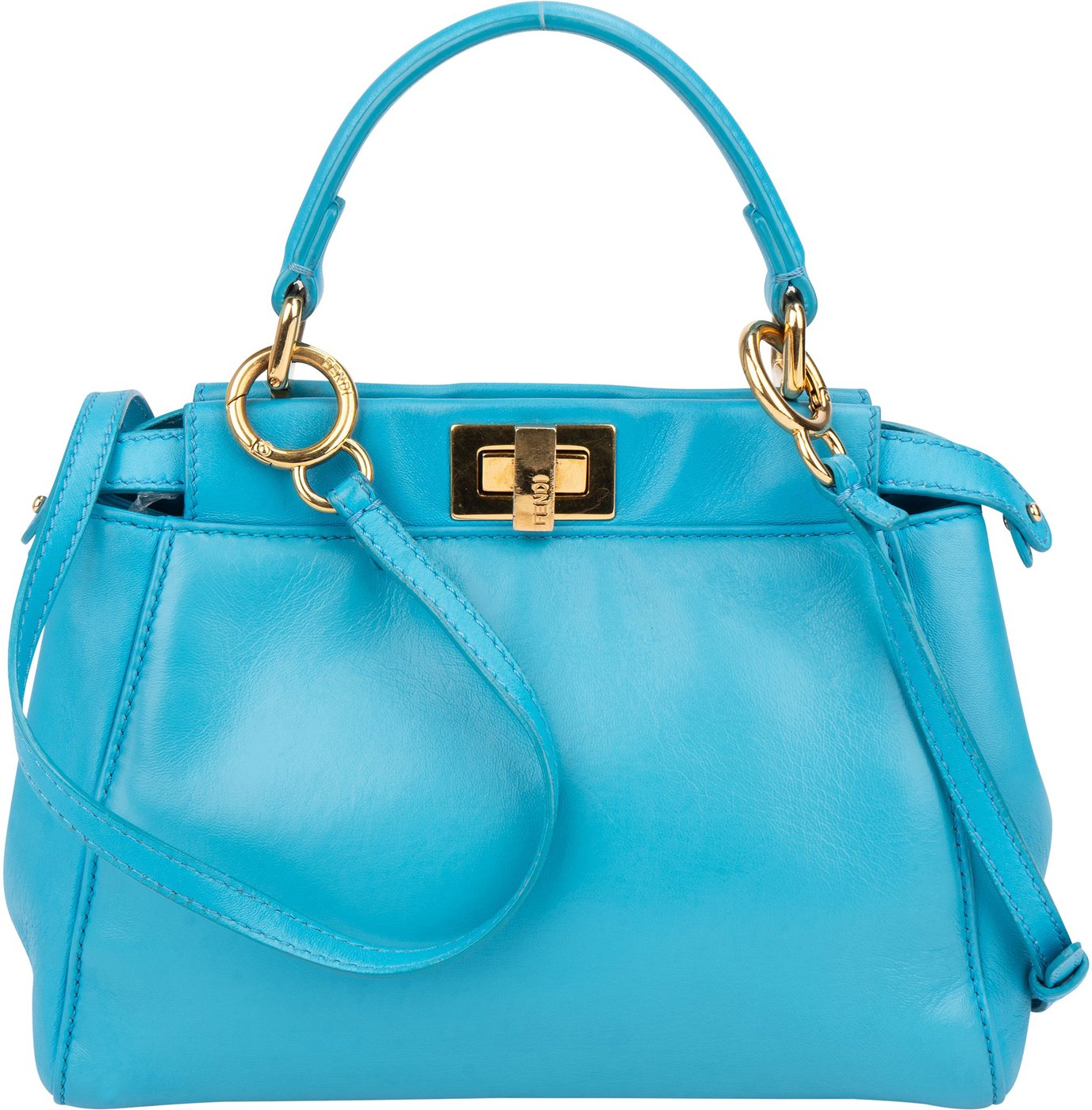 Fendi Blue Leather Peekaboo Handbag