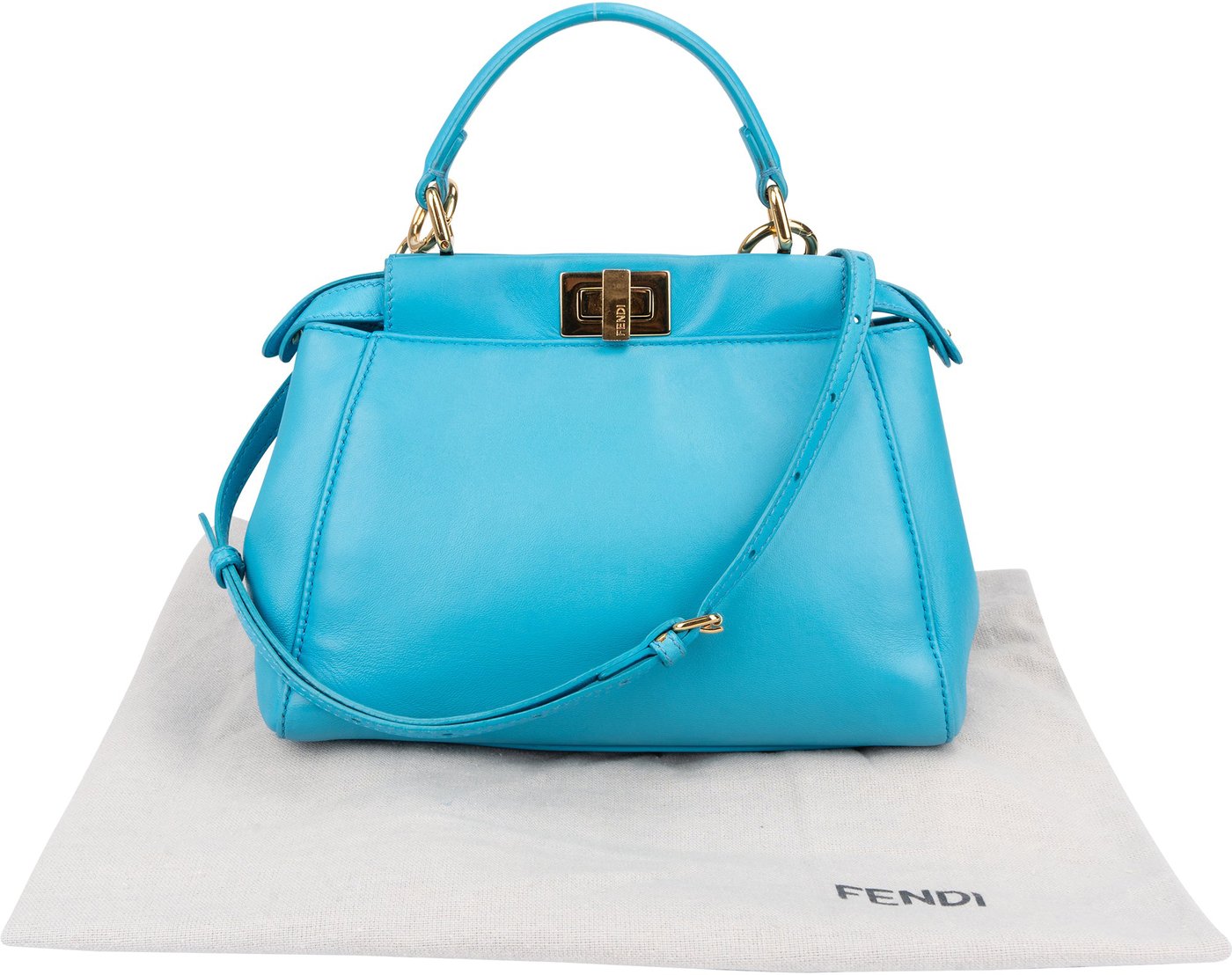 Fendi Blue Leather Peekaboo Handbag
