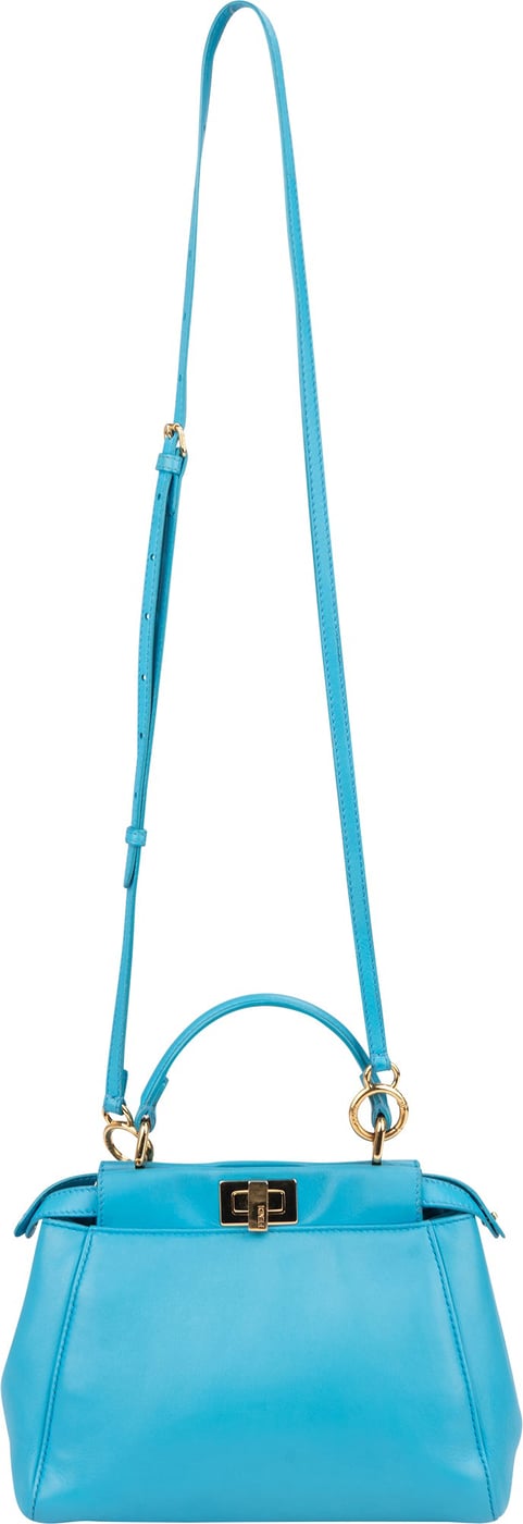 Fendi Blue Leather Peekaboo Handbag
