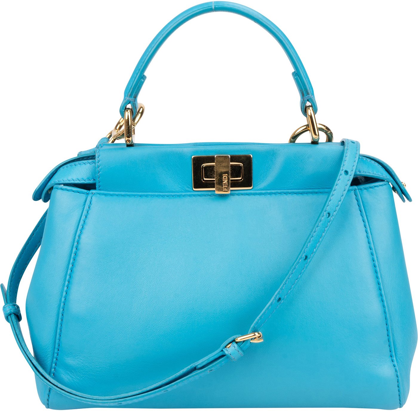 Fendi Blue Leather Peekaboo Handbag