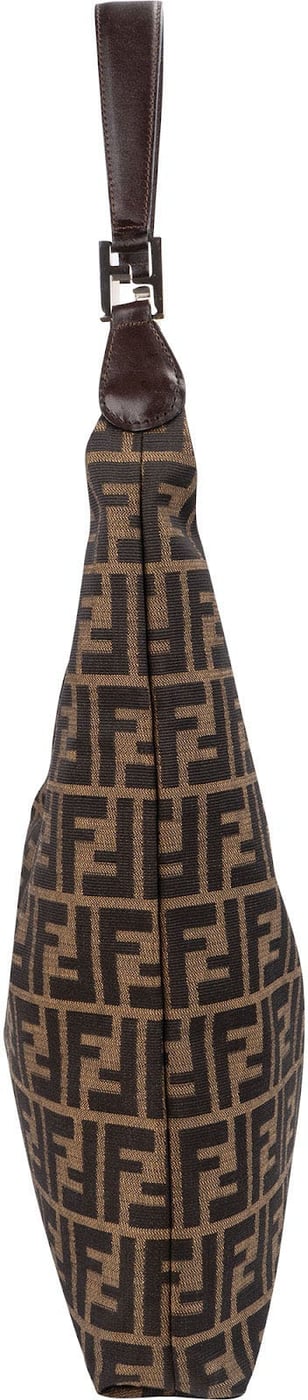 Fendi Monogram FF Zucca Canvas Diagonal Triangle Zip Large Shoulder Bag