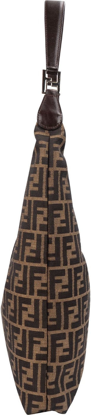 Fendi Monogram FF Zucca Canvas Diagonal Triangle Zip Large Shoulder Bag