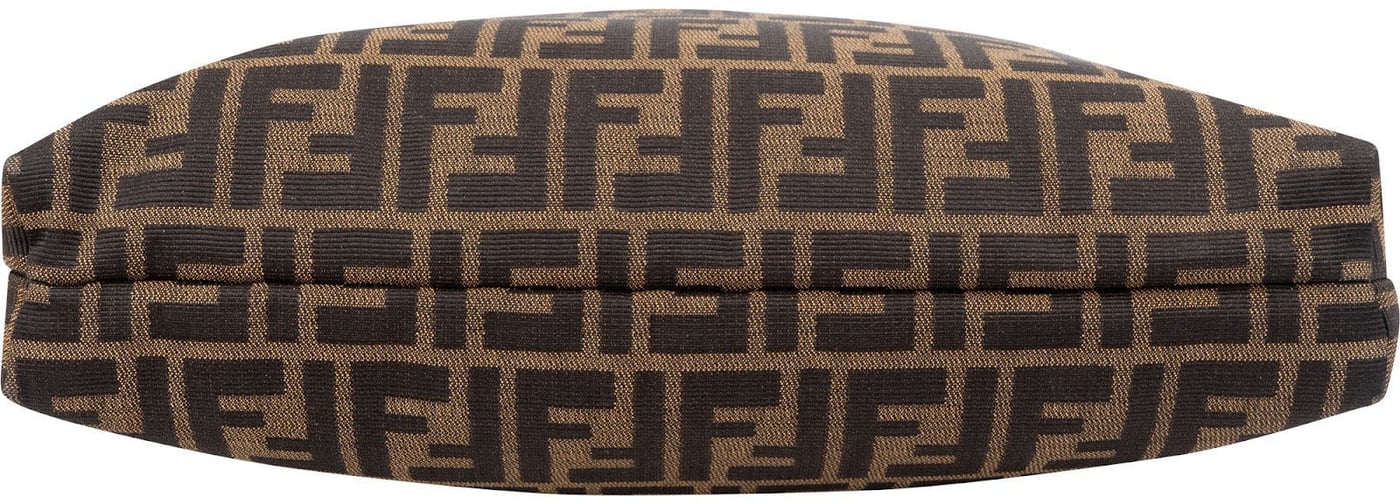 Fendi Monogram FF Zucca Canvas Diagonal Triangle Zip Large Shoulder Bag