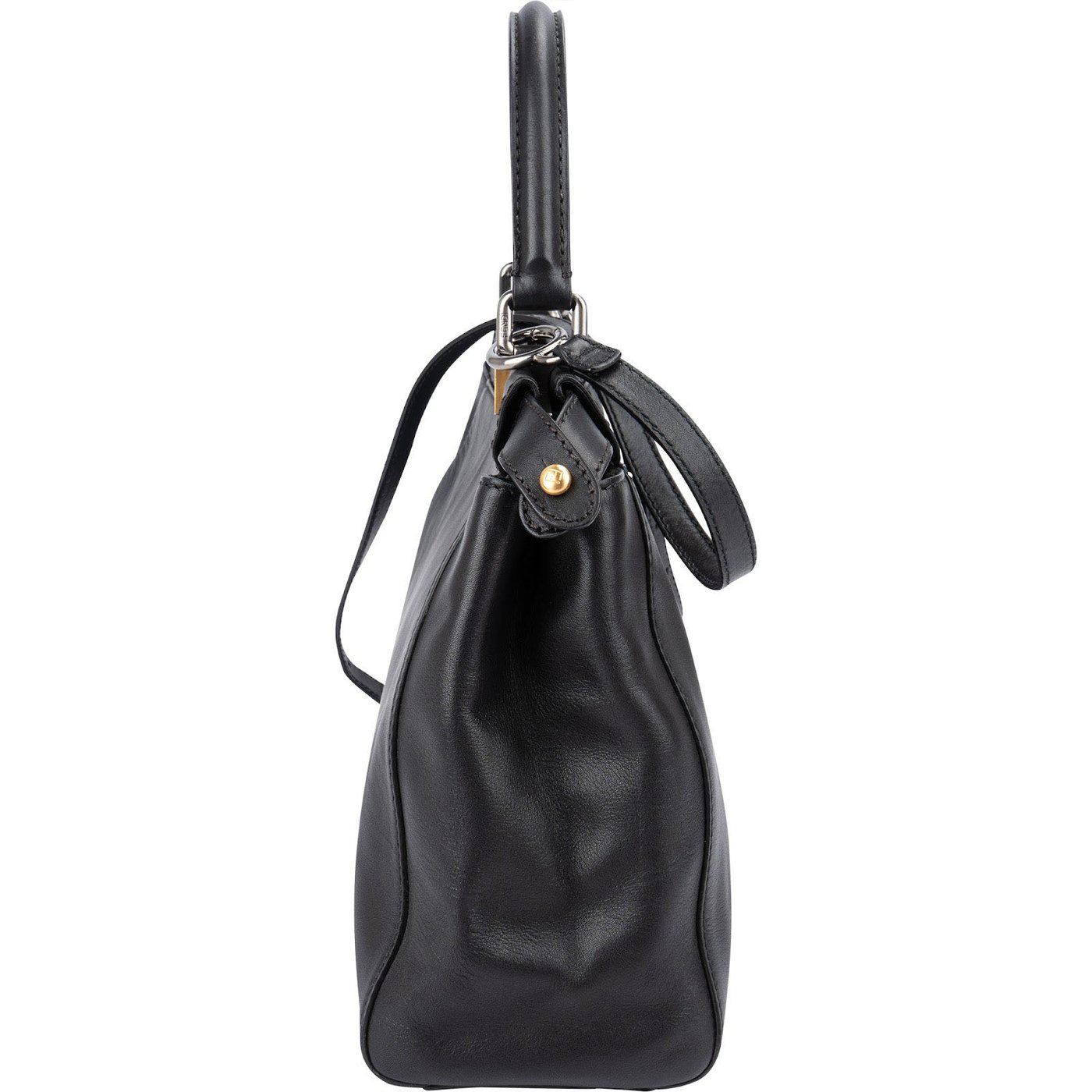Fendi Black Leather Peekaboo Regular Handbag