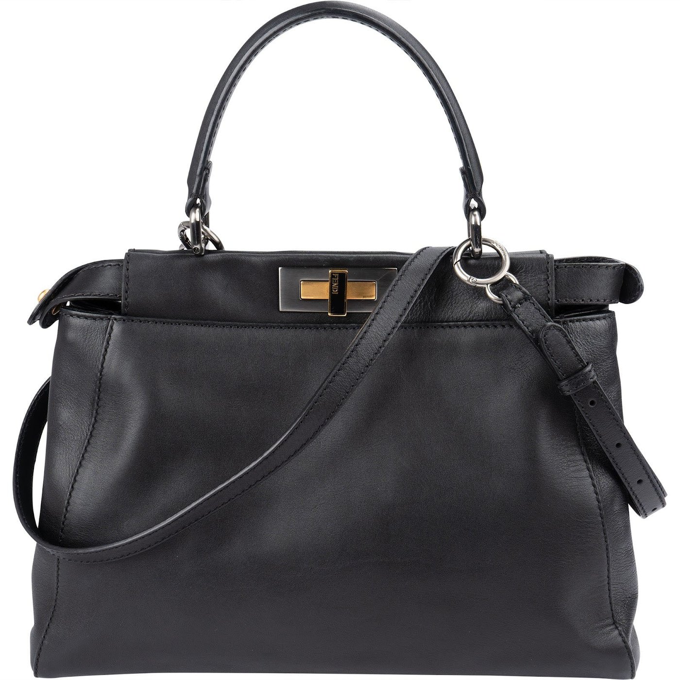 Fendi Black Leather Peekaboo Regular Handbag