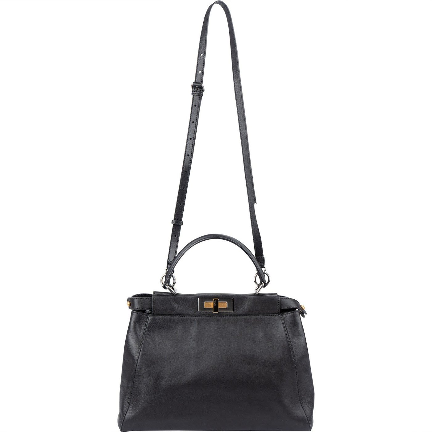 Fendi Black Leather Peekaboo Regular Handbag