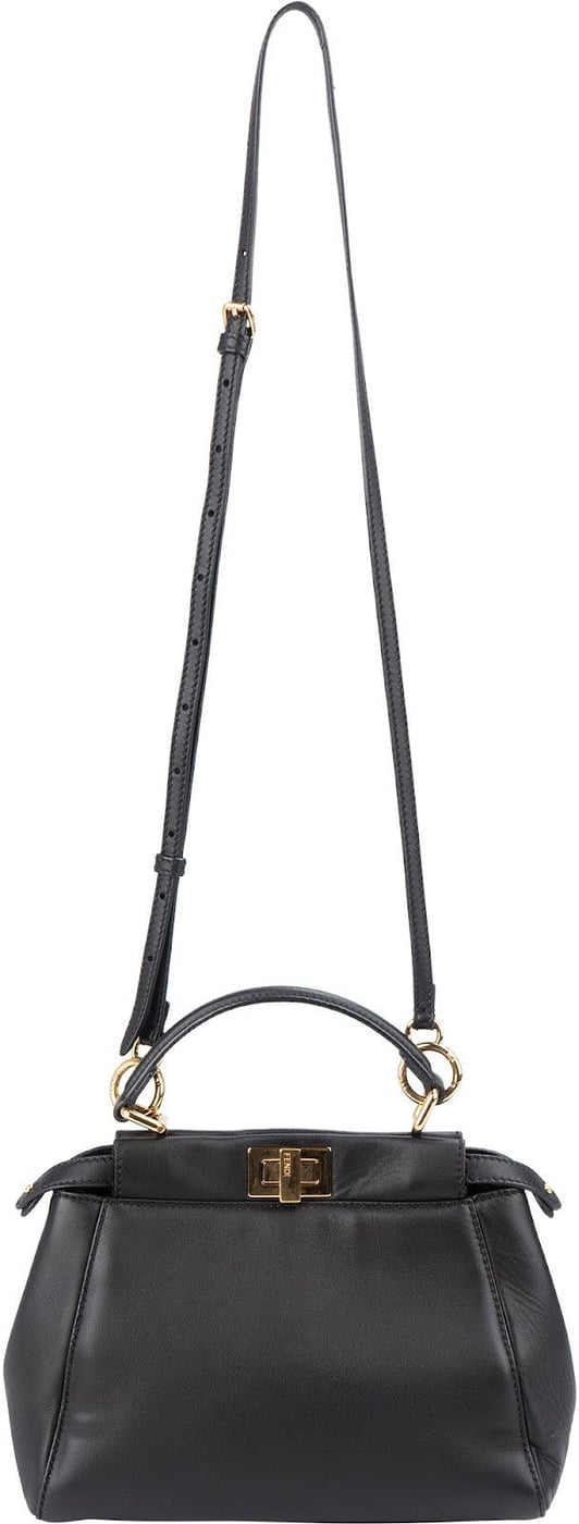Fendi Black Leather Peekaboo Small Handbag