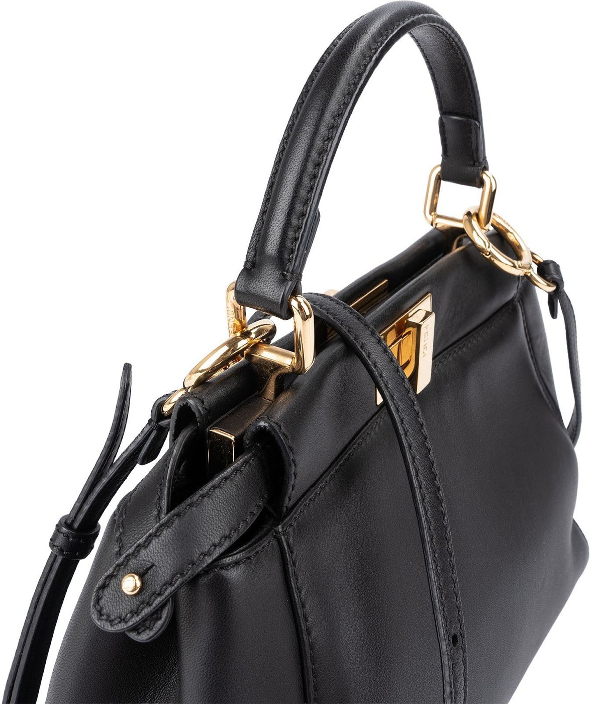 Fendi Black Leather Peekaboo Small Handbag