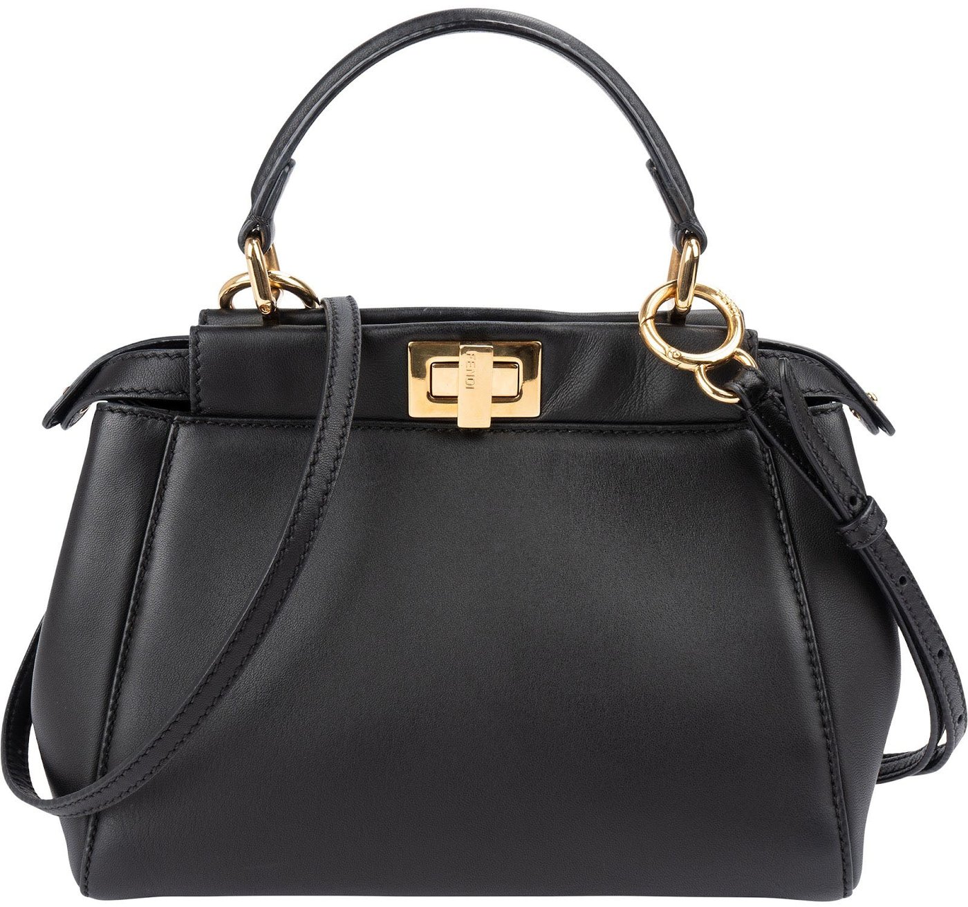 Fendi Black Leather Peekaboo Small Handbag