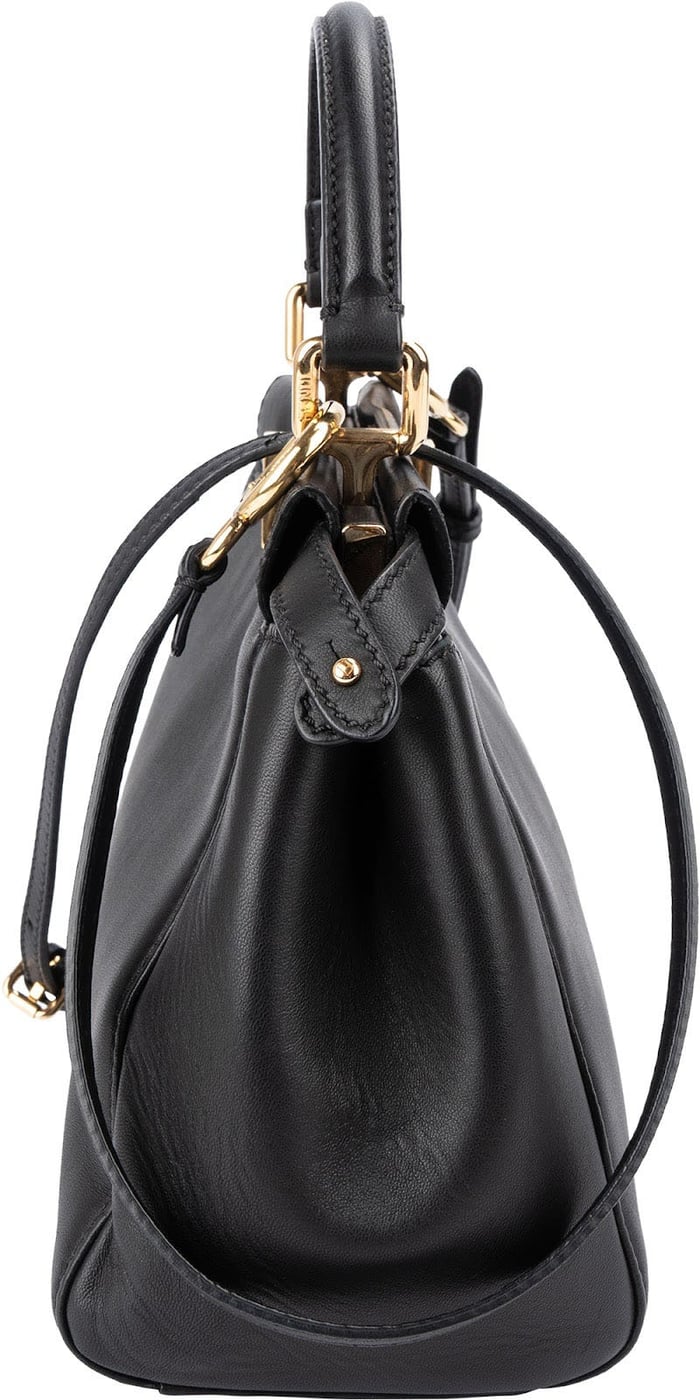 Fendi Black Leather Peekaboo Small Handbag