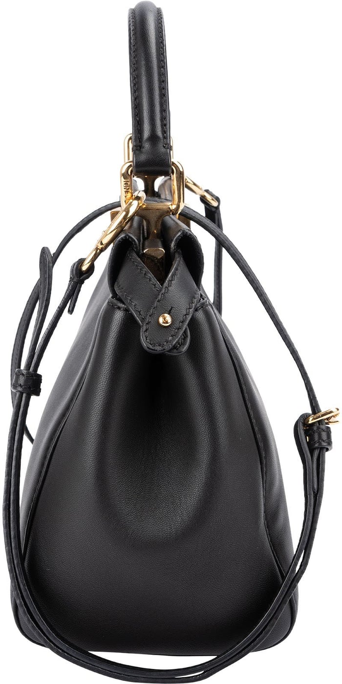 Fendi Black Leather Peekaboo Small Handbag