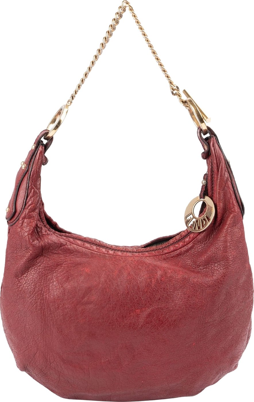 Fendi Red Leather Chef Hobo Shoulder Bag