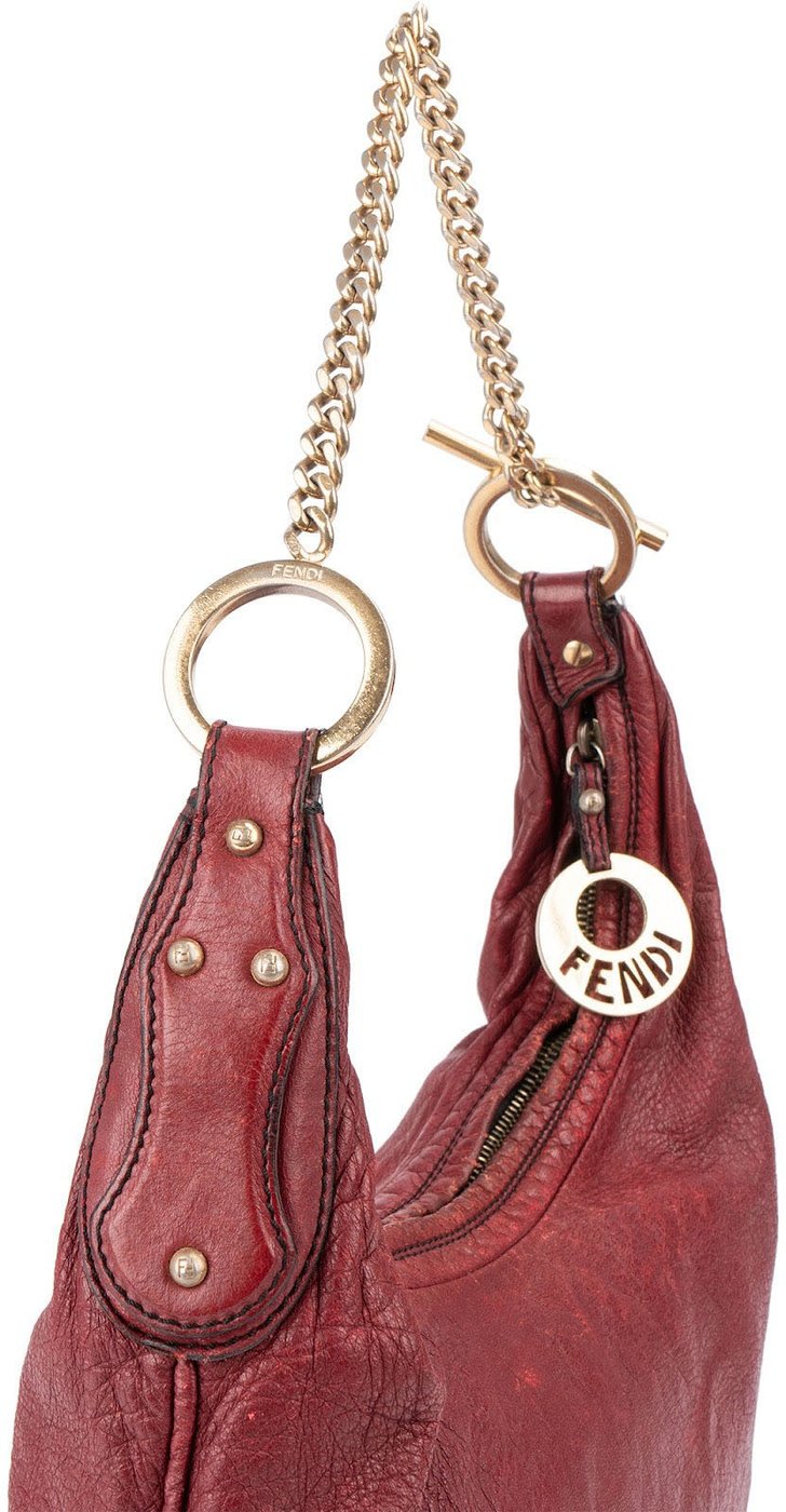 Fendi Red Leather Chef Hobo Shoulder Bag