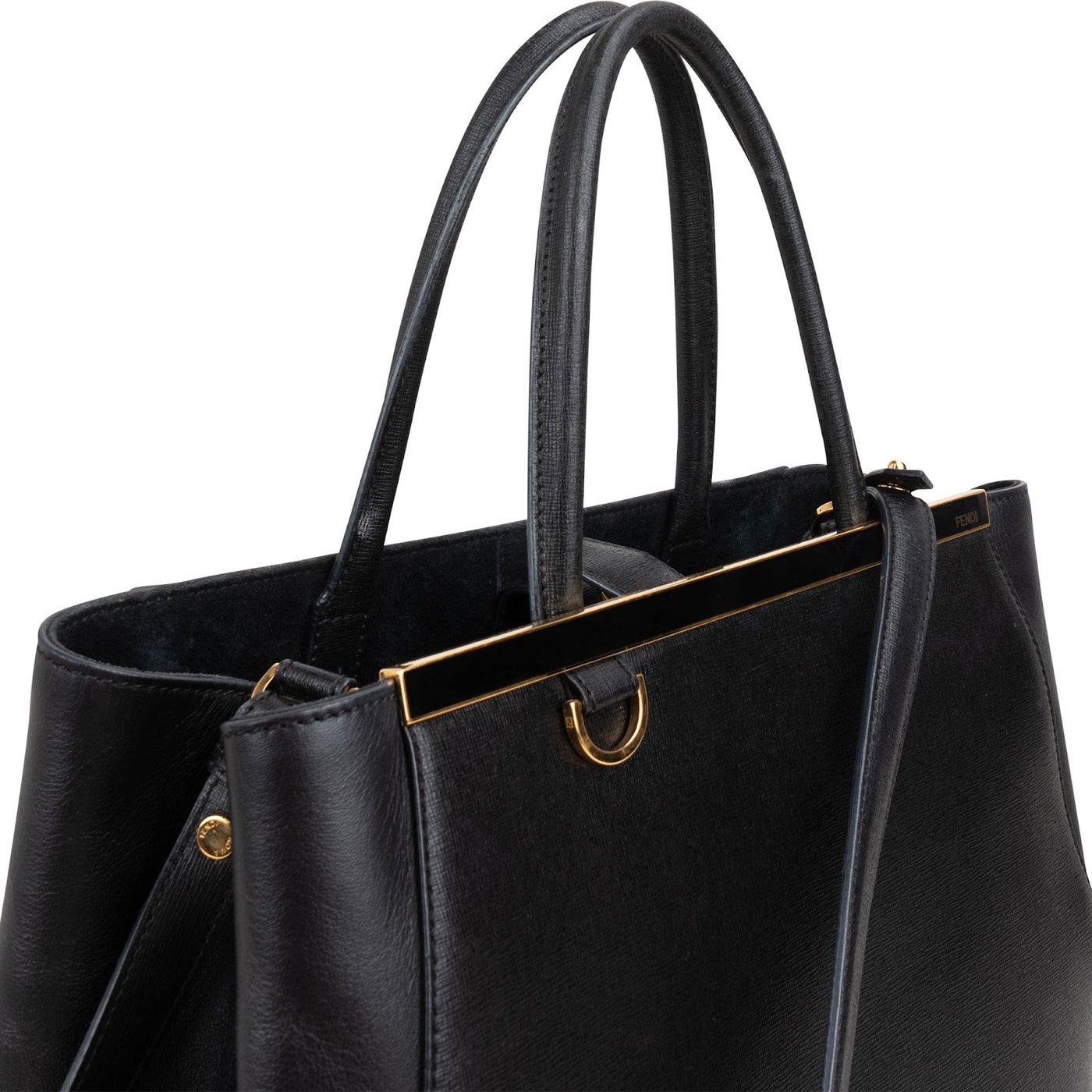 Fendi Black Leather 2Jours Handbag