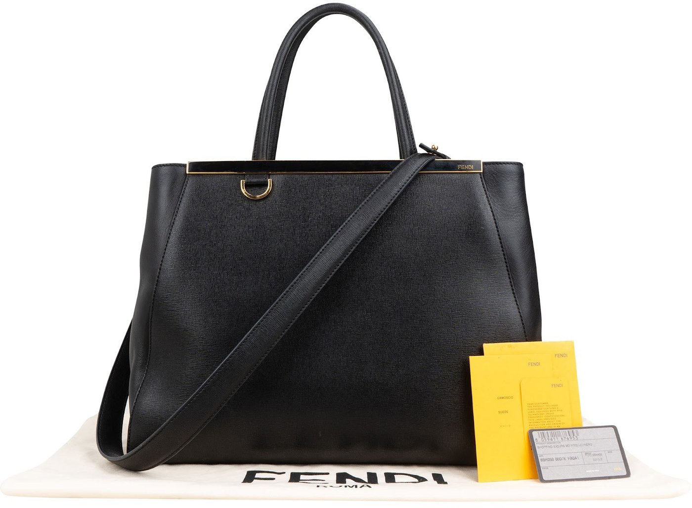 Fendi Black Leather 2Jours Handbag
