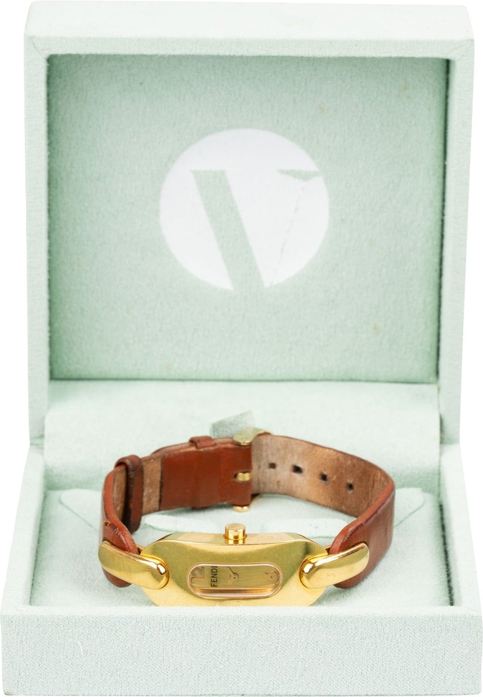 Fendi Gold Tone Brown Leather 3400L Woman Watch