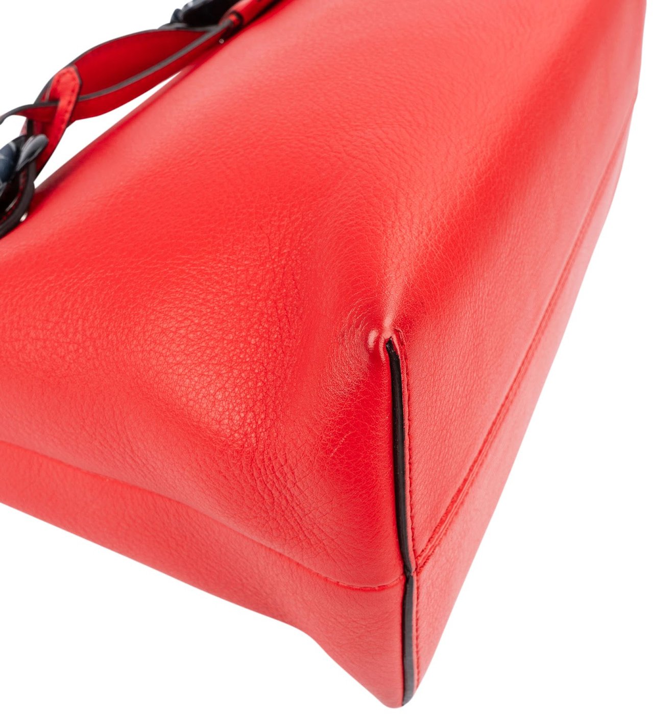Fendi Red Leather By The Way Small Flowerland Shoulder Handbag