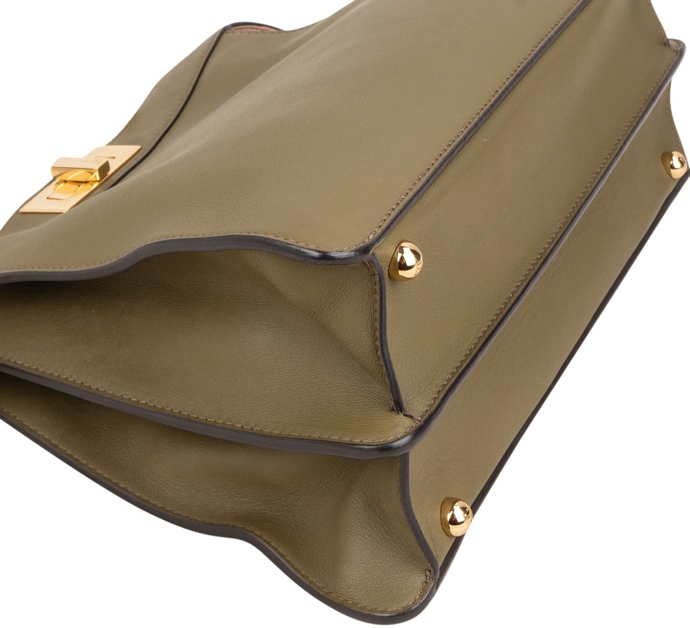 Fendi Olive Green Leather Medium Peekaboo Handbag