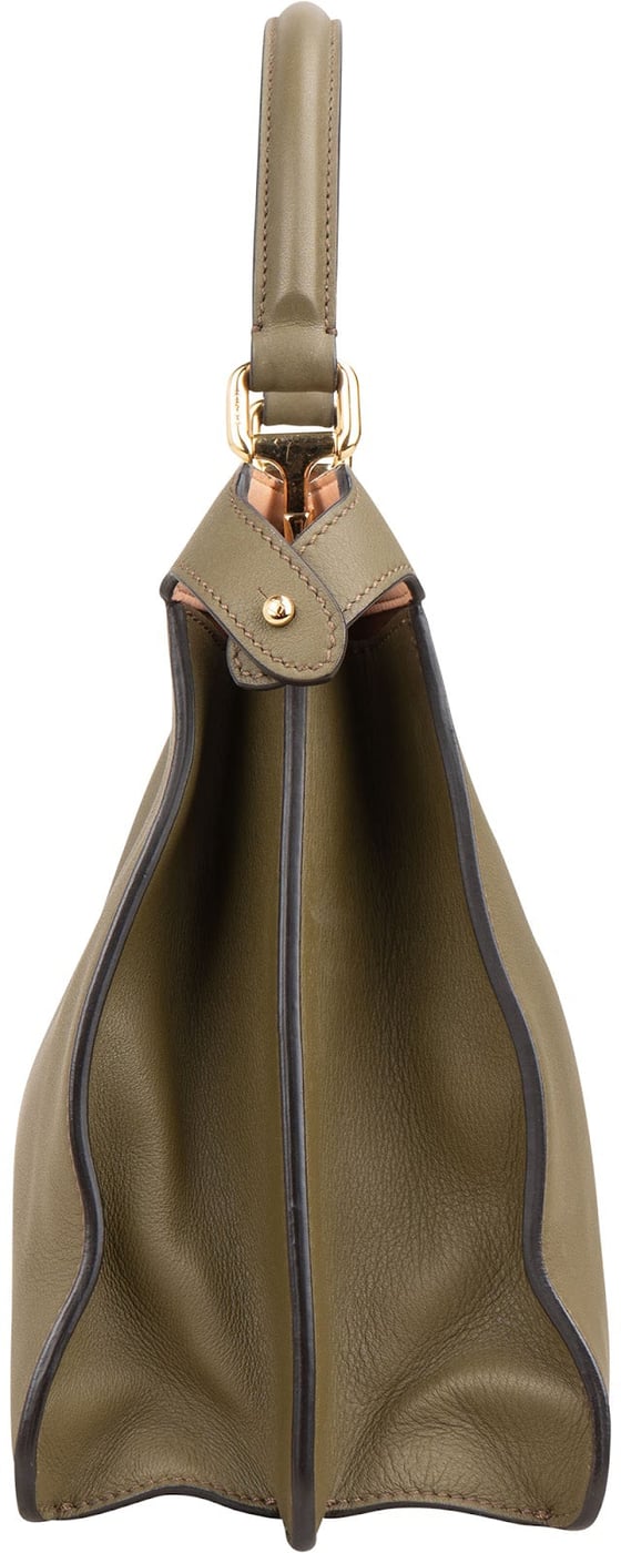 Fendi Olive Green Leather Medium Peekaboo Handbag