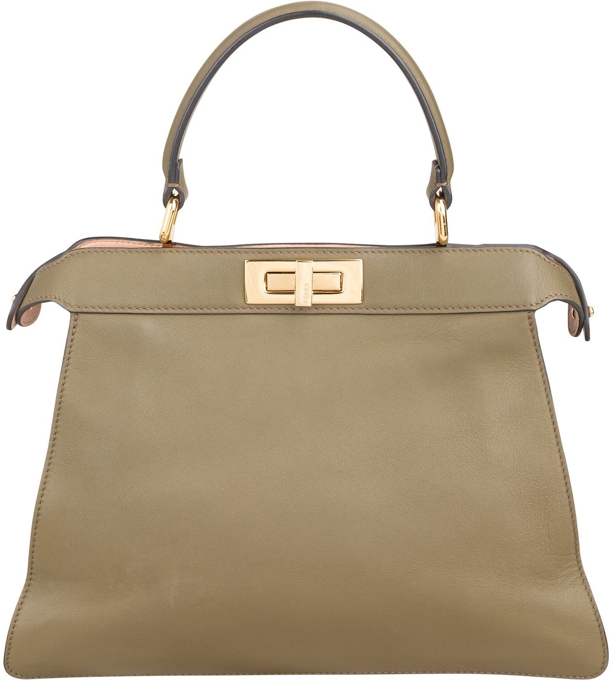 Fendi Olive Green Leather Medium Peekaboo Handbag