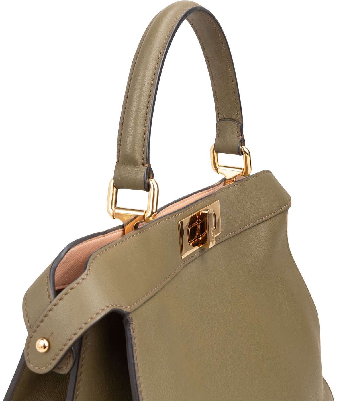 Fendi Olive Green Leather Medium Peekaboo Handbag