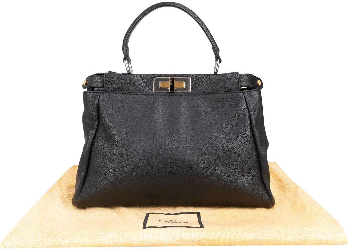 Fendi Black Leather Medium Peekaboo Handbag