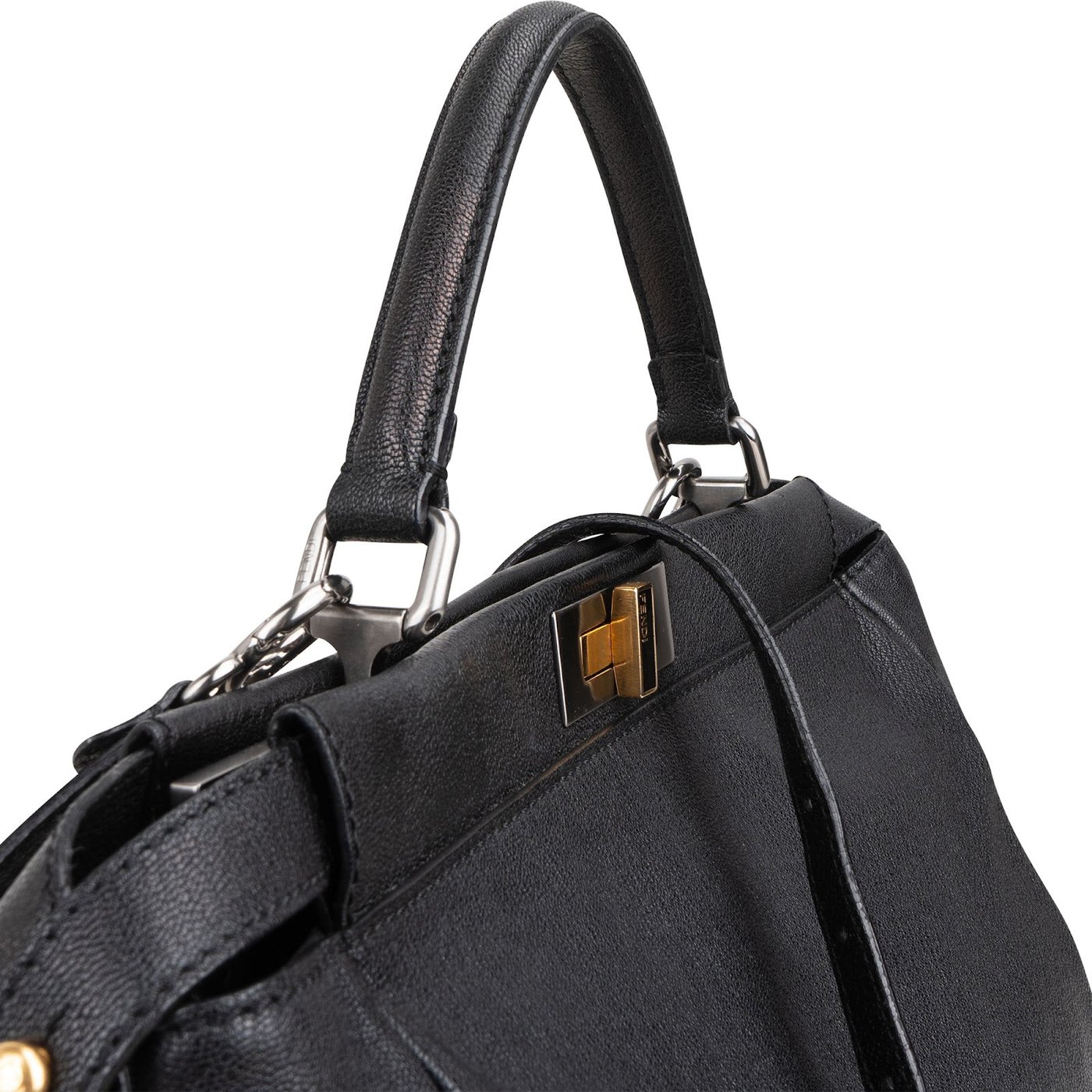 Fendi Black Calfskin Peekaboo Large Handbag