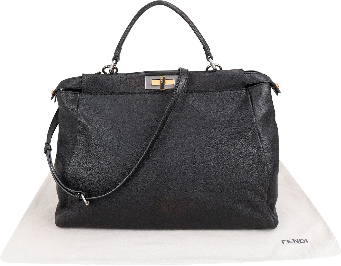 Fendi Black Calfskin Peekaboo Large Handbag