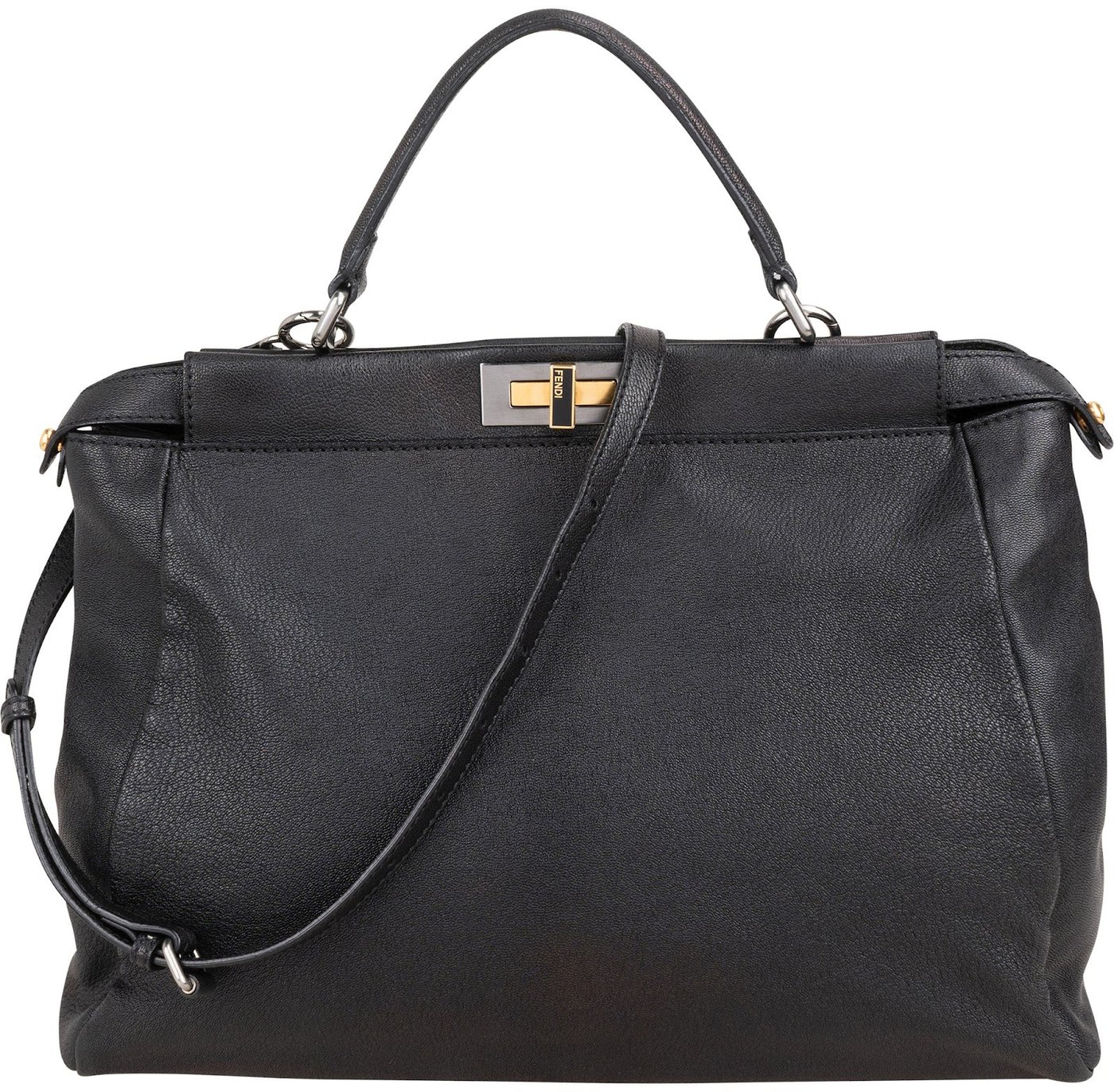 Fendi Black Calfskin Peekaboo Large Handbag