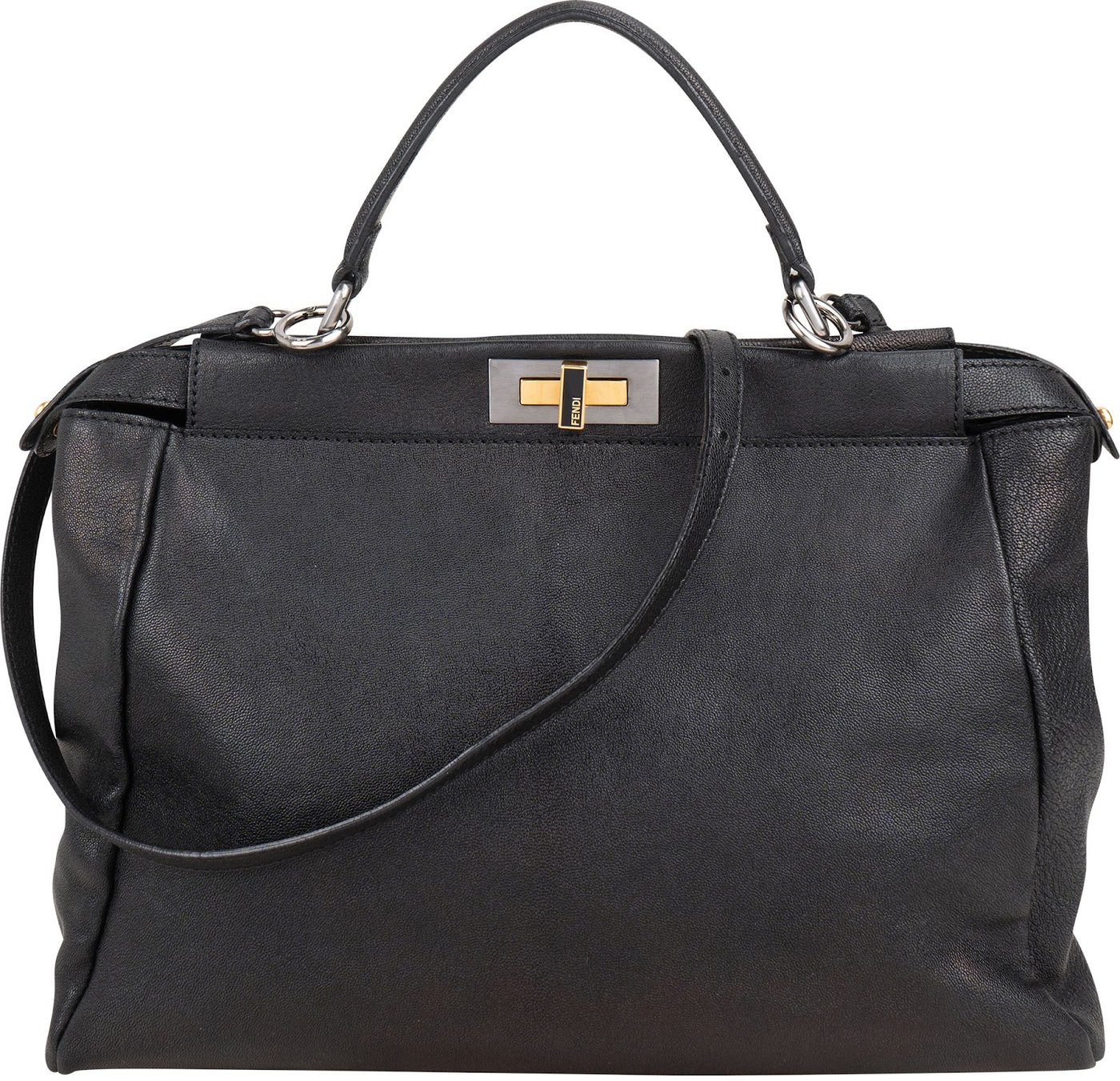 Fendi Black Calfskin Peekaboo Large Handbag