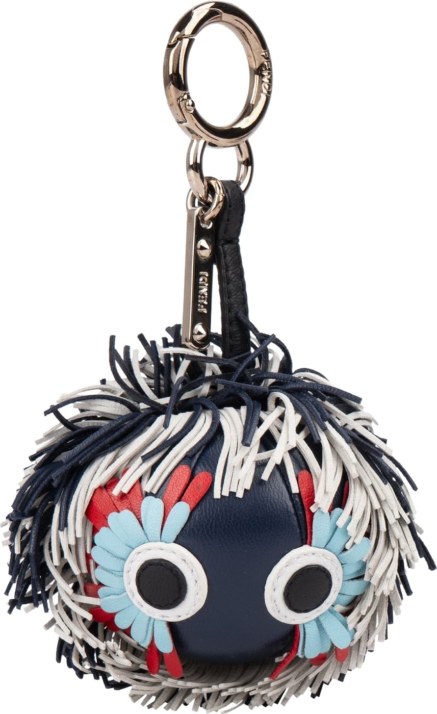 Fendi Fringe Multicolor Leather Fringe Eye Bug Bag Charm