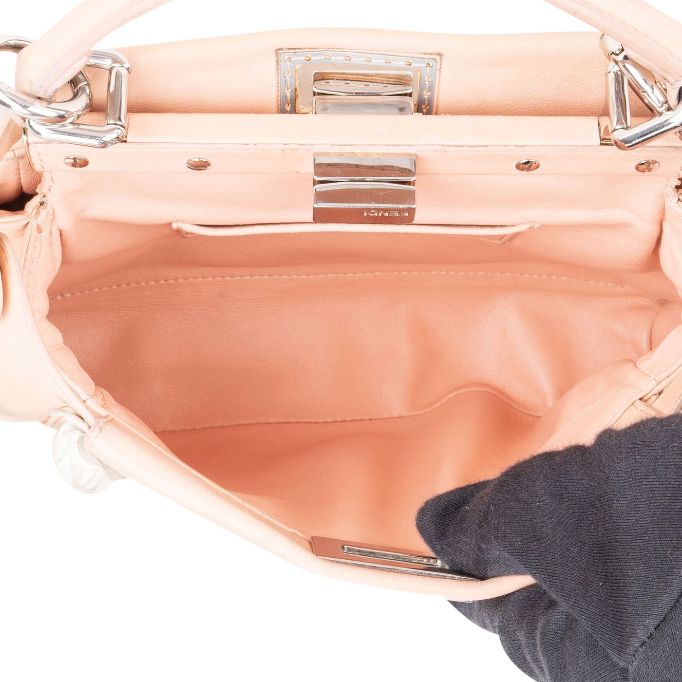 Fendi Pink Leather Flower Peekaboo Handbag