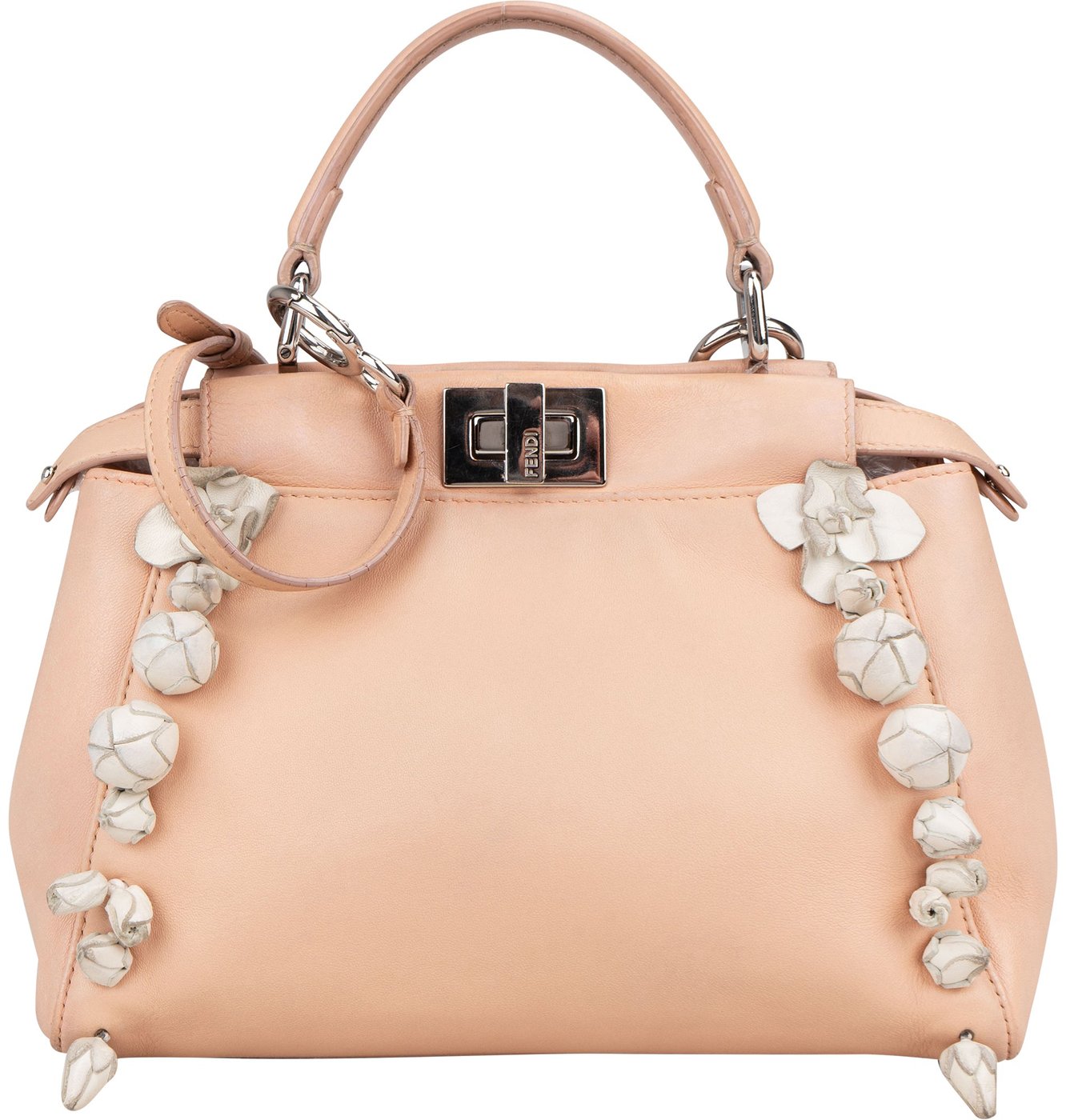 Fendi Pink Leather Flower Peekaboo Handbag