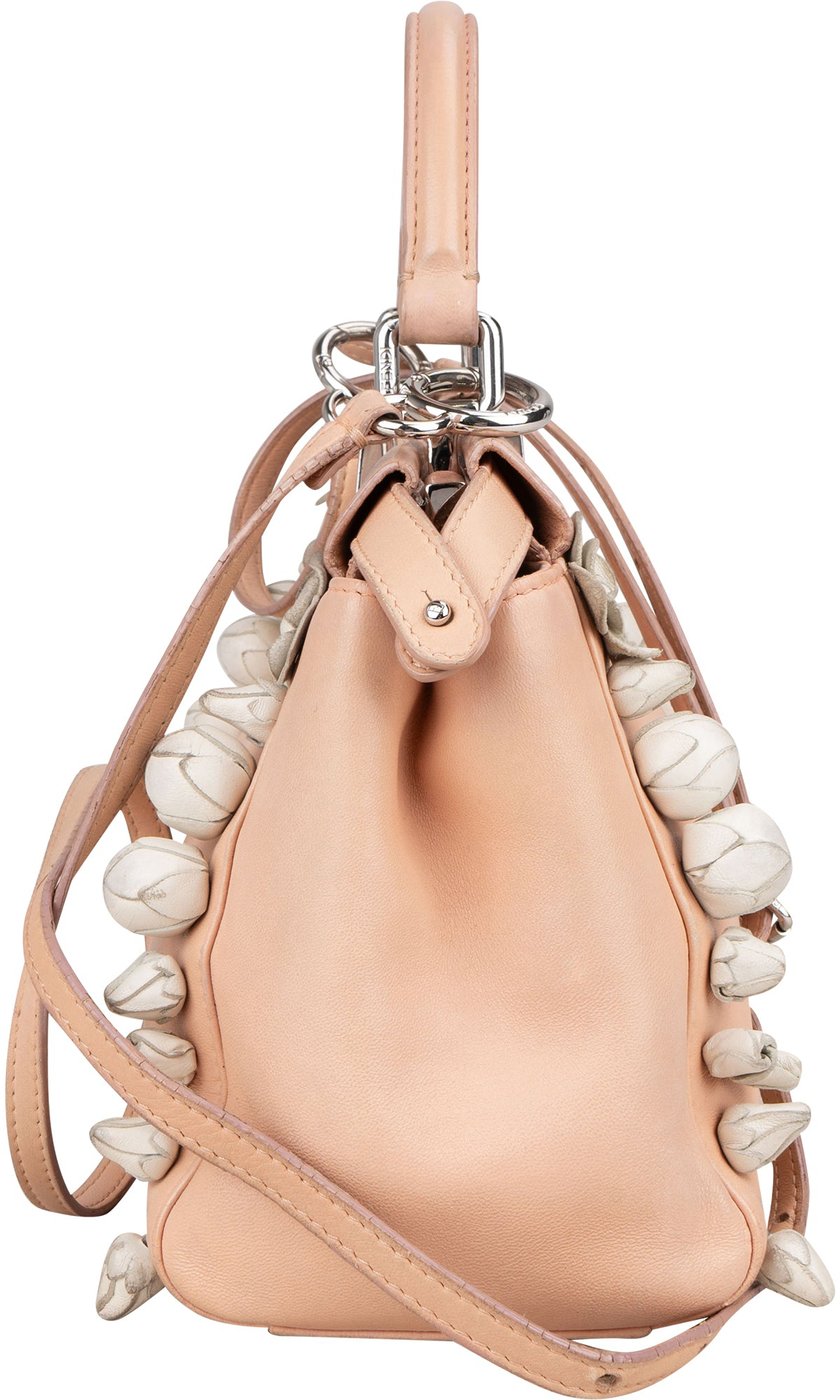 Fendi Pink Leather Flower Peekaboo Handbag