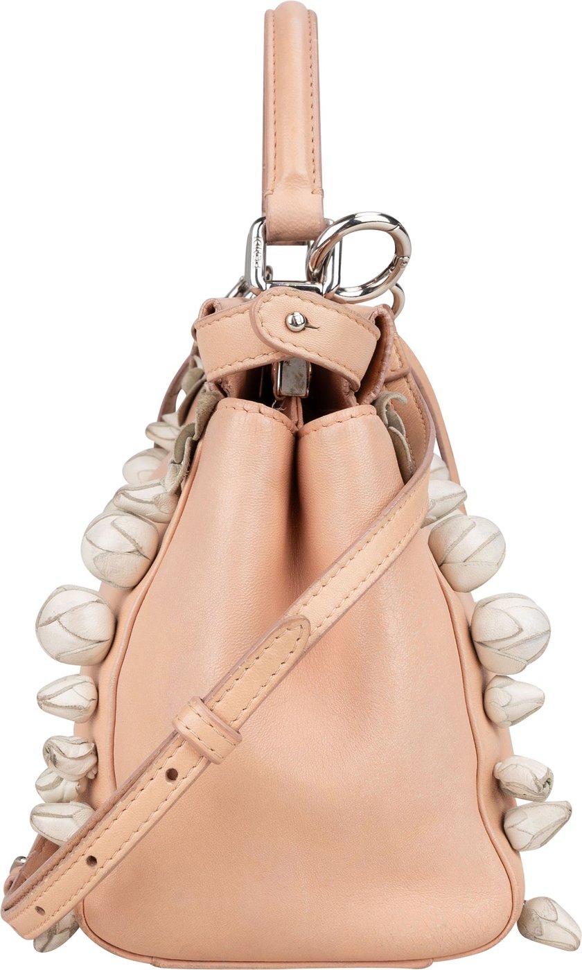 Fendi Pink Leather Flower Peekaboo Handbag