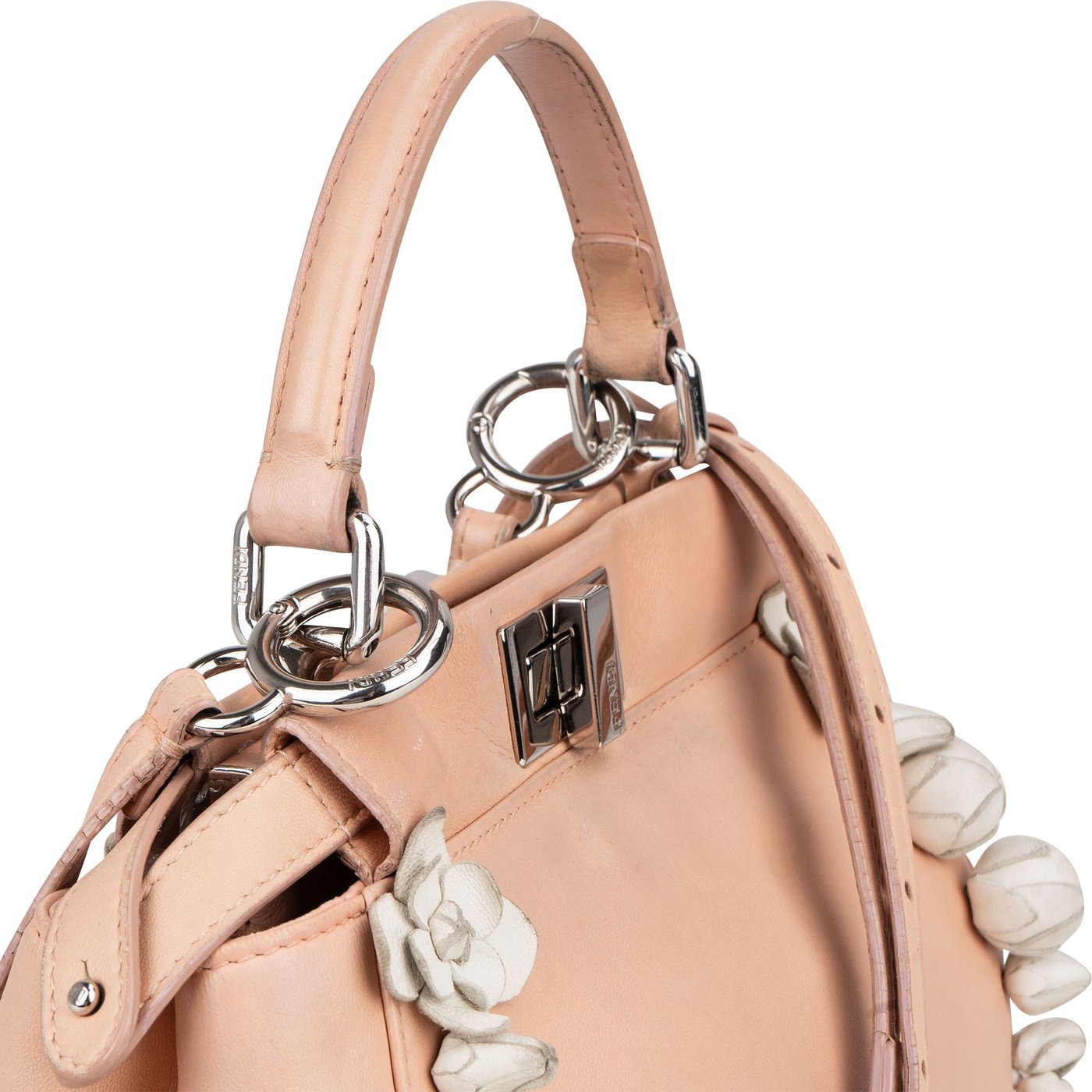 Fendi Pink Leather Flower Peekaboo Handbag
