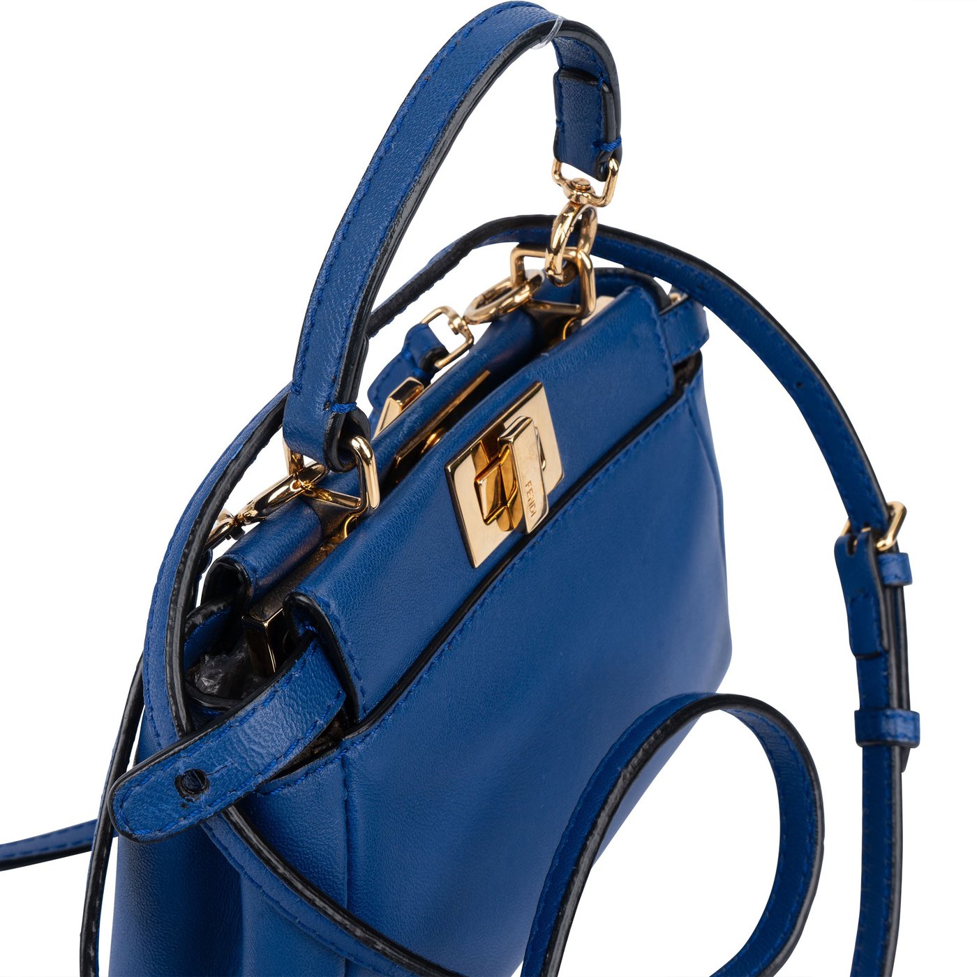 Fendi Blue Leather Mini Peekaboo Handbag