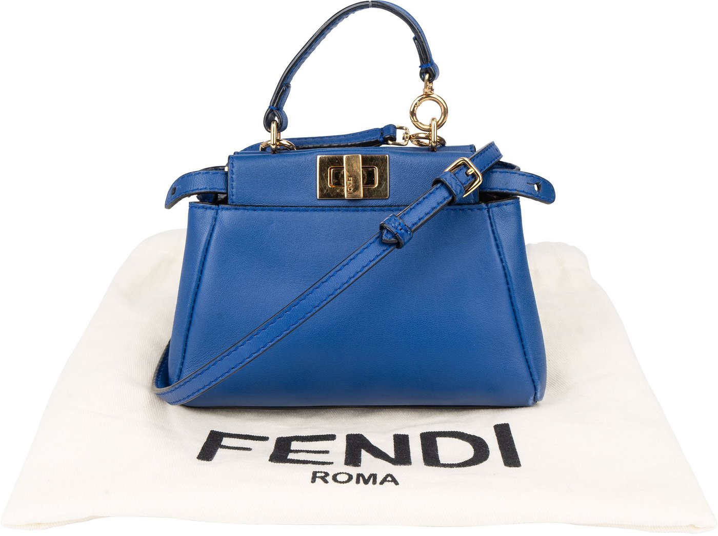 Fendi Blue Leather Mini Peekaboo Handbag