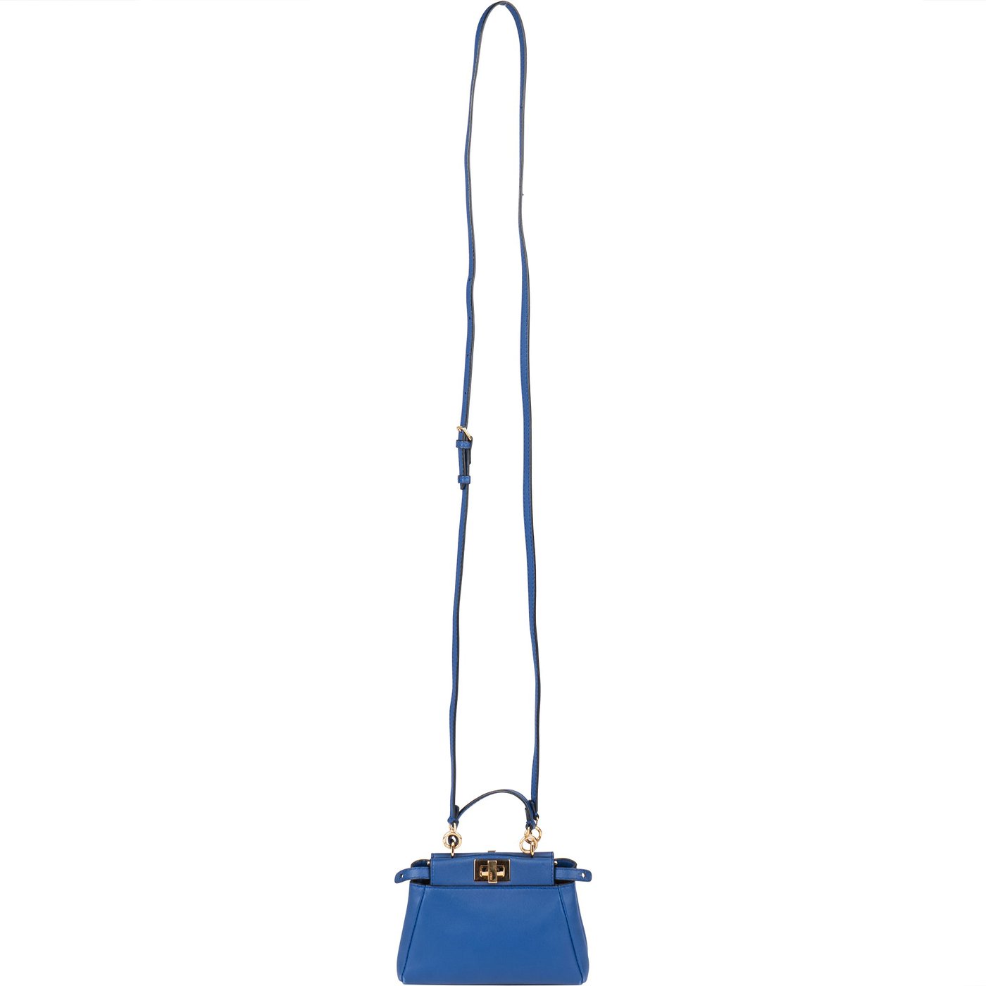 Fendi Blue Leather Mini Peekaboo Handbag