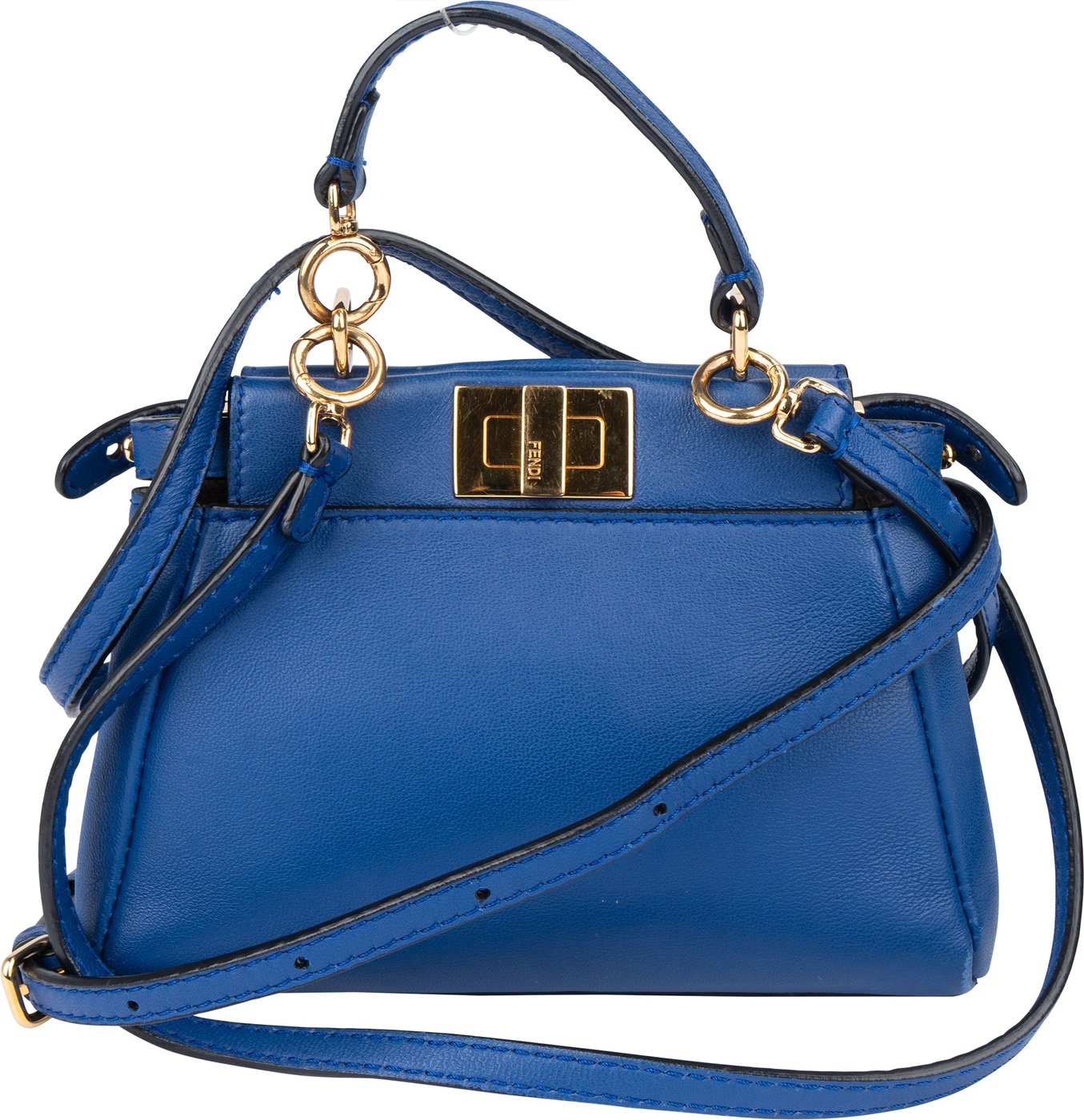 Fendi Blue Leather Mini Peekaboo Handbag