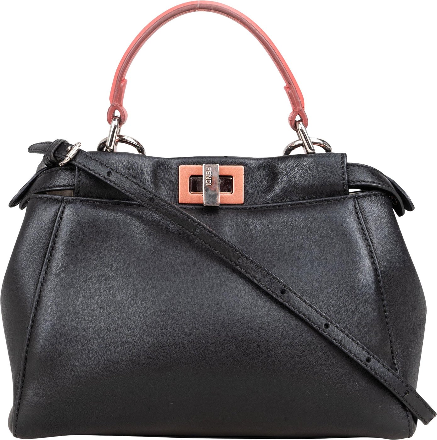 Fendi Black Leather Peekaboo Handbag
