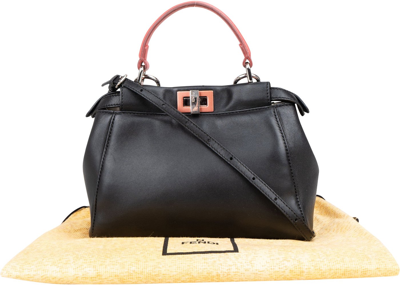 Fendi Black Leather Peekaboo Handbag