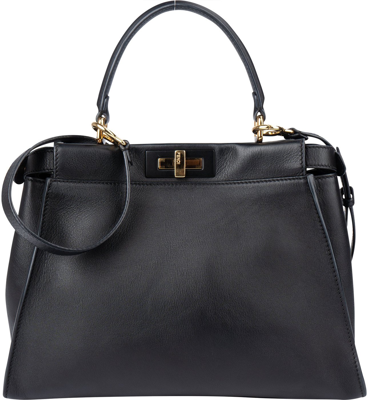 Fendi Black Leather Peekaboo Handbag