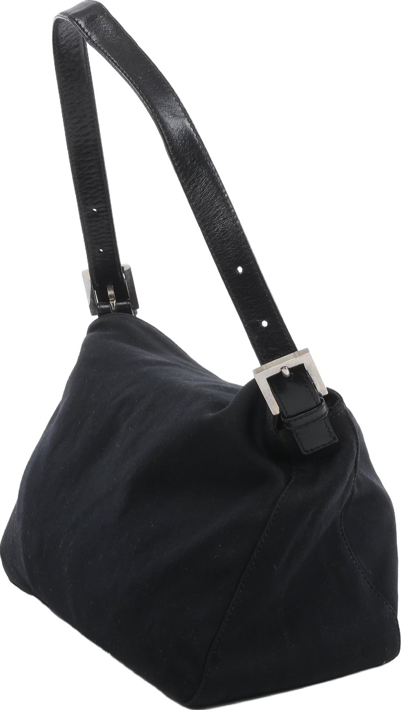Fendi Mama Baguette Neoprene/Jersey x Leather Shoulder Bag in Black 26426